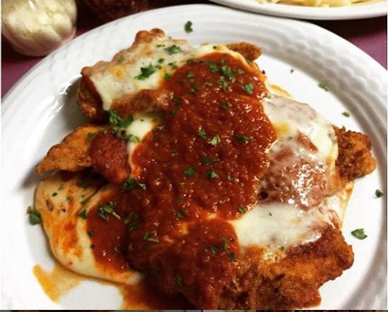 Order Chicken Parmigiana - Entree food online from Godfather Italian Grill store, Mays Landing on bringmethat.com
