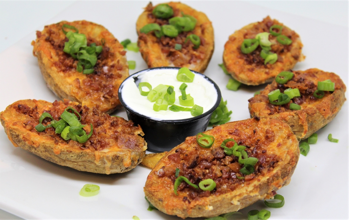 Order POTATO SKINS food online from First Break Sports Bar store, Sterling on bringmethat.com