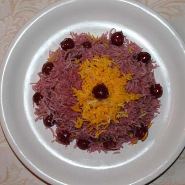 Order Albaloo Polo with Chicken food online from Rose Persian Restaurant store, Teaneck on bringmethat.com
