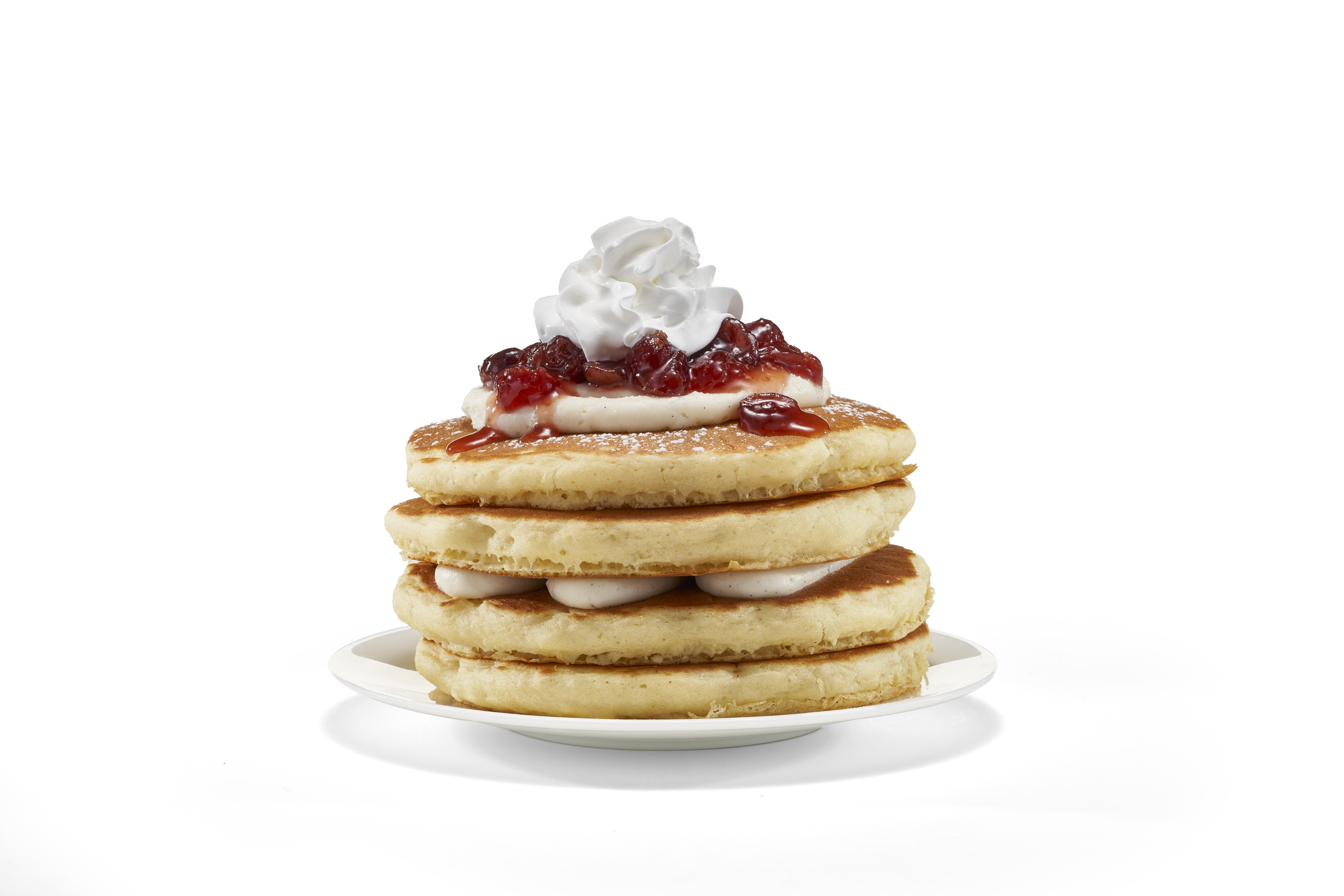 Order NEW! Cranberry Vanilla Pancakes (Full Stack) food online from IHOP store, Rochester on bringmethat.com