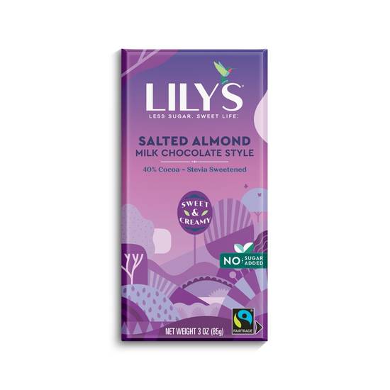 Order LILY'S Salted Almond Milk Chocolate Style No Sugar Added Sweets, Gluten Free, 3oz, Bar food online from CVS store, SAN ANTONIO on bringmethat.com