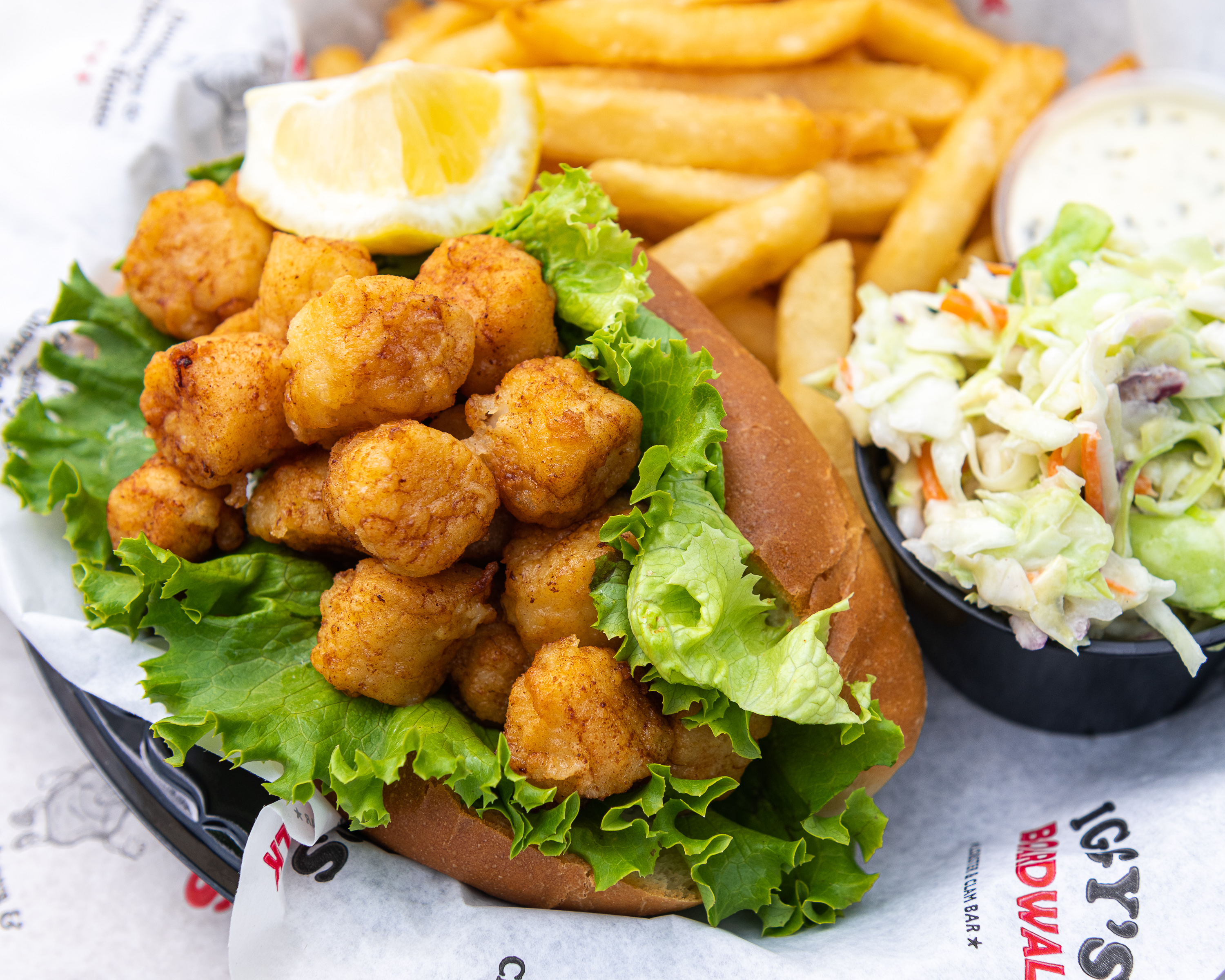 Order Bay Scallop Roll  food online from Iggy Doughboys & Chowder House store, Warwick on bringmethat.com