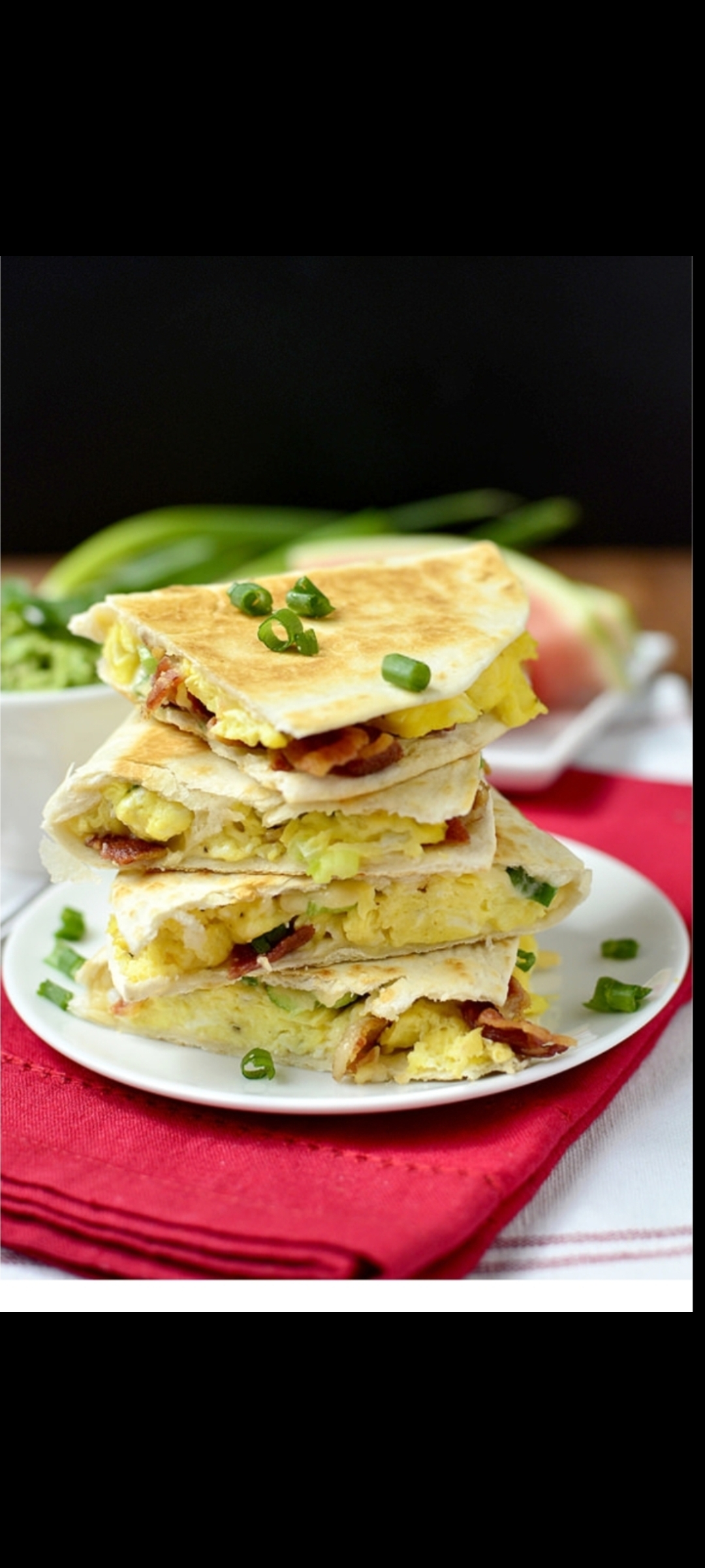 Order Eggs Cheese & Your Favorite Meat Quesadilla (eggs,cheese, green onions & your favorite meat) food online from American Gourmet Foods Deli store, New York on bringmethat.com