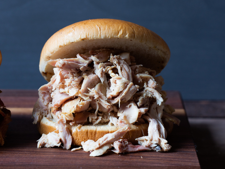 Order Pulled Chicken Sandwich food online from Red Hot & Blue store, North Richland Hills on bringmethat.com