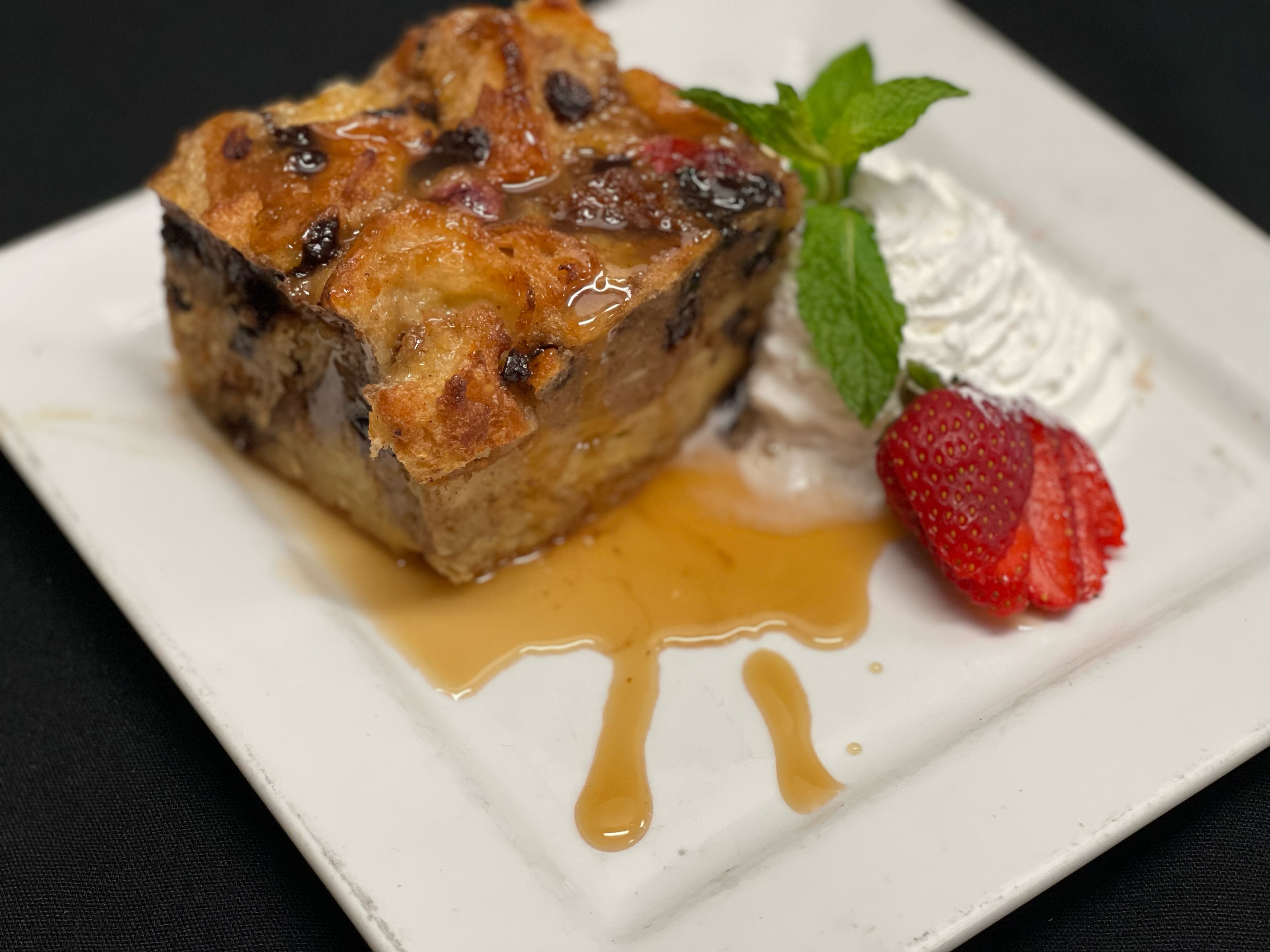 Order Chocolate Covered Raisin Bread Pudding food online from Emmett Brewing Co. store, Palatine on bringmethat.com