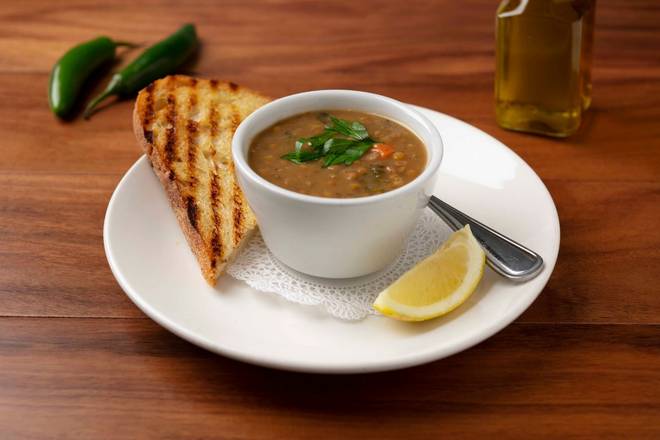 Order Cup Lentil Soup food online from Panini Kabob Grill store, San Diego on bringmethat.com