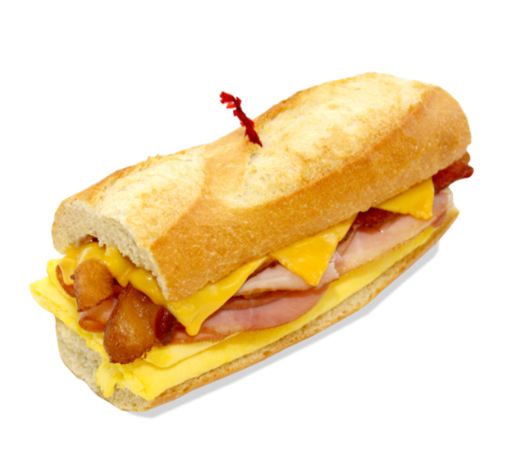 Order 82. Ham, Bacon, Egg, and Cheese BA food online from Lee Sandwiches store, Garden Grove on bringmethat.com