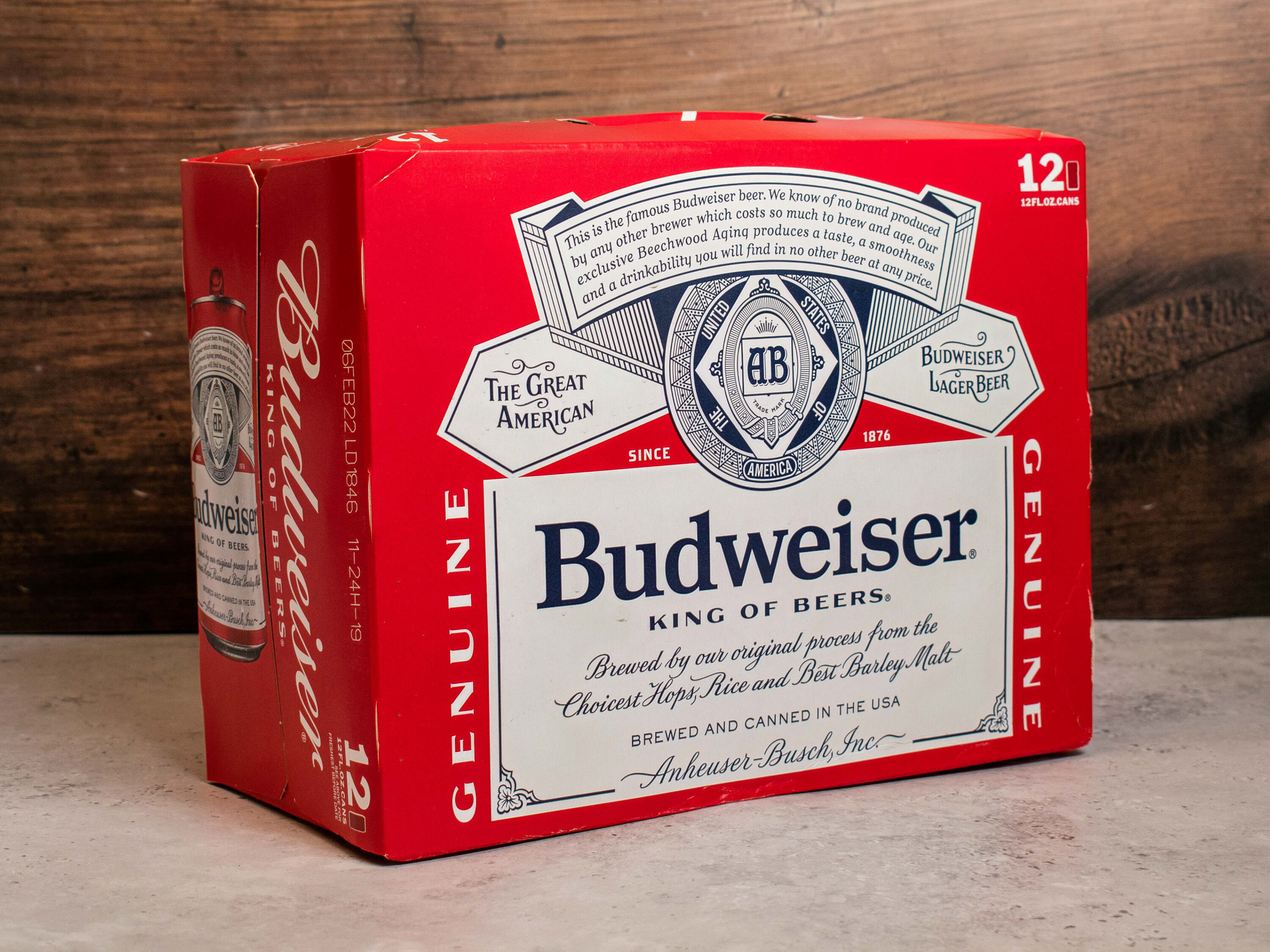 Order Budweiser, 12 Pack, 12 oz. canned Beer food online from Vic Liquors store, El Monte on bringmethat.com