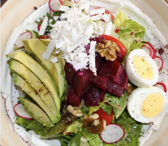 Order Late Summer Healthy Mess Salad w/ avocado food online from MishMish Cafe store, Montclair on bringmethat.com
