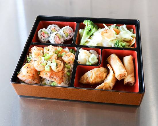 Order Bento Salmon & Shrimp food online from Quickway Hibachi store, Washington on bringmethat.com