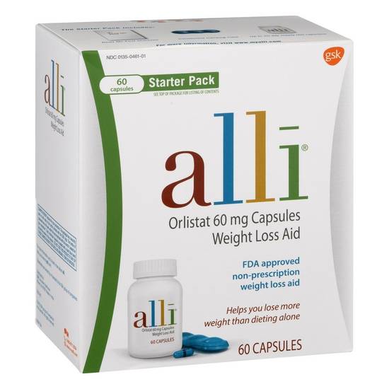 Order Alli Orlistat 60 mg Capsules Weight Loss Aid Starter Kit (60 ct) food online from Rite Aid store, Cortland on bringmethat.com