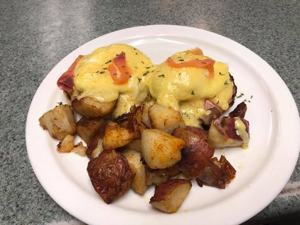 Order Salmon Benedict food online from Granite Street Cafe store, Quincy on bringmethat.com