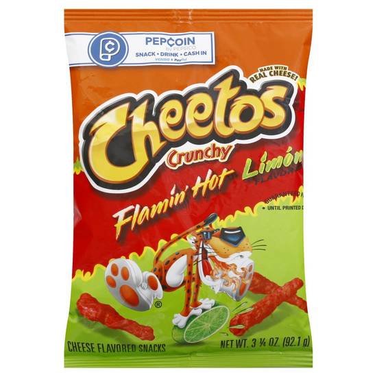 Order Cheetos Cheese Flavored Snacks Flamin Hot Limon Flavored Crunchy (3.25 oz) food online from Rite Aid store, Eugene on bringmethat.com