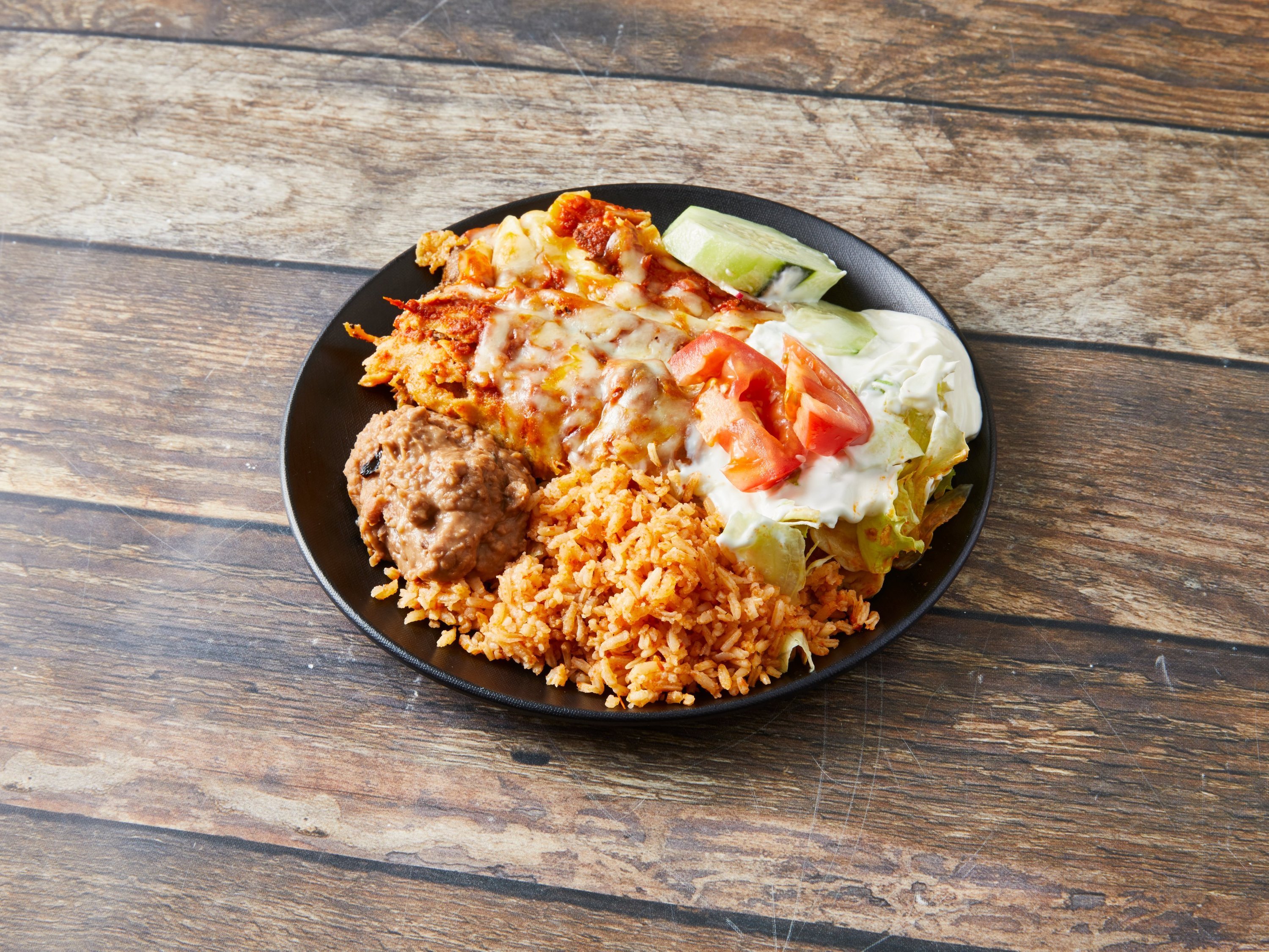 Order 3 Suizas Enchilada Dinner food online from Las Palmas Mexican Restaurant store, Harwood Heights on bringmethat.com