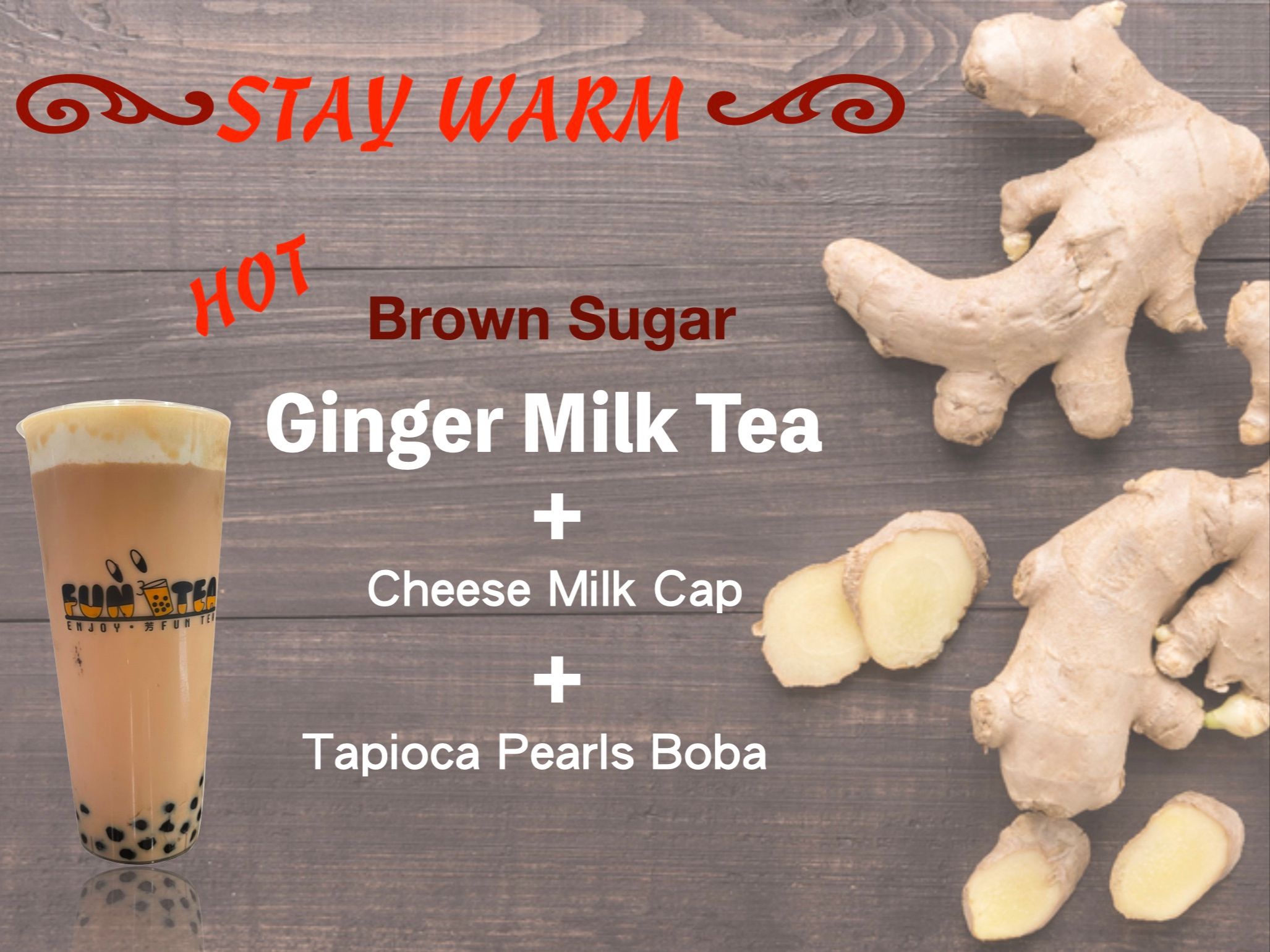 Order Ginger Milk Tea (Assam Black Tea) food online from Funtea store, Louisville on bringmethat.com