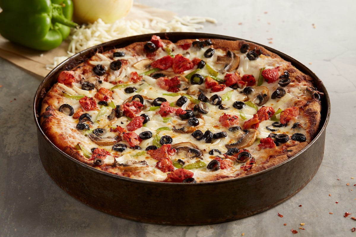 Order Vegetarian Pizza - Mini food online from Bj Restaurant & Brewhouse store, Rancho Cucamonga on bringmethat.com