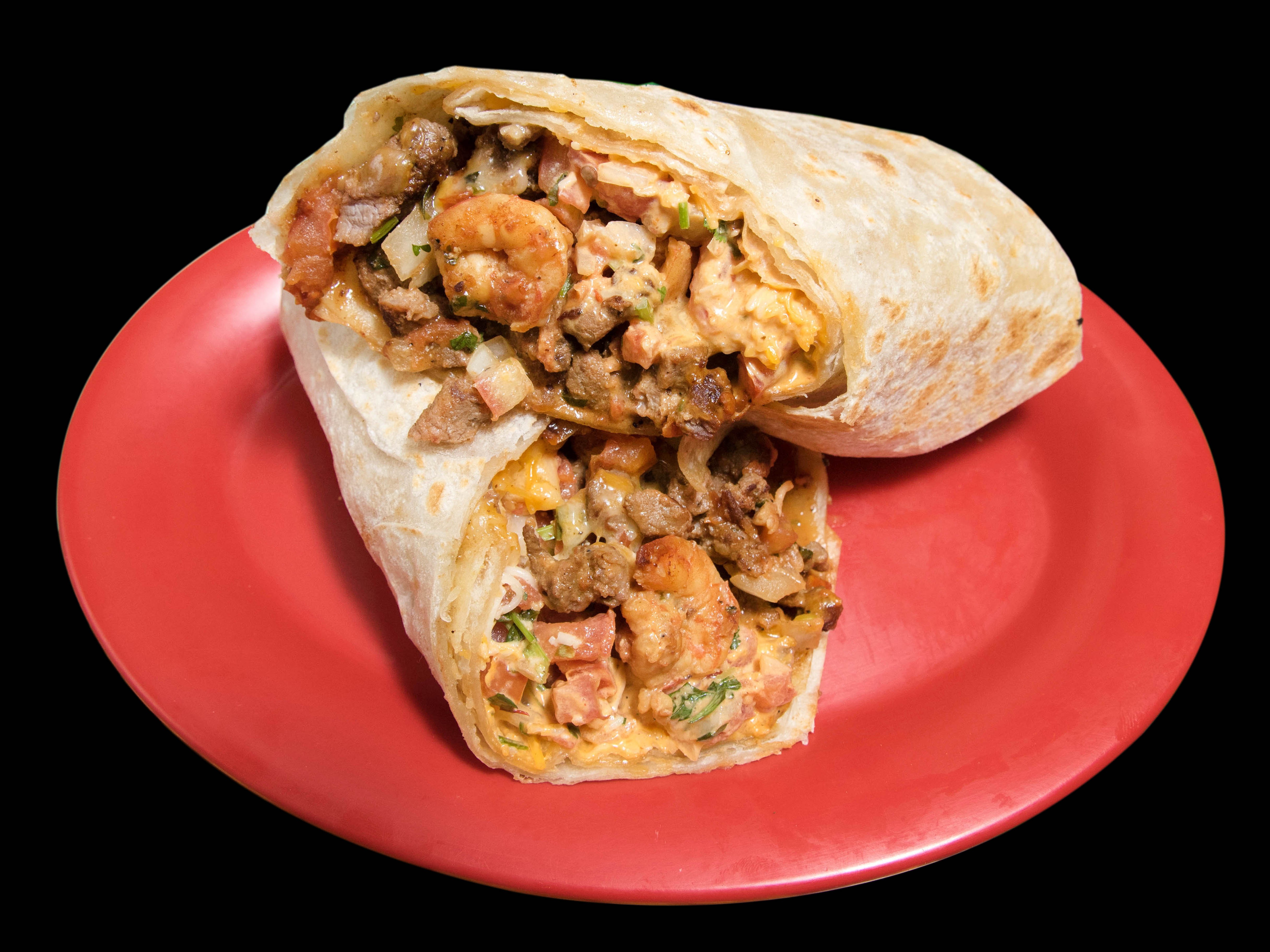 Order Surf and Turf Burrito food online from Bahia Mexican Restaurant store, San Diego on bringmethat.com