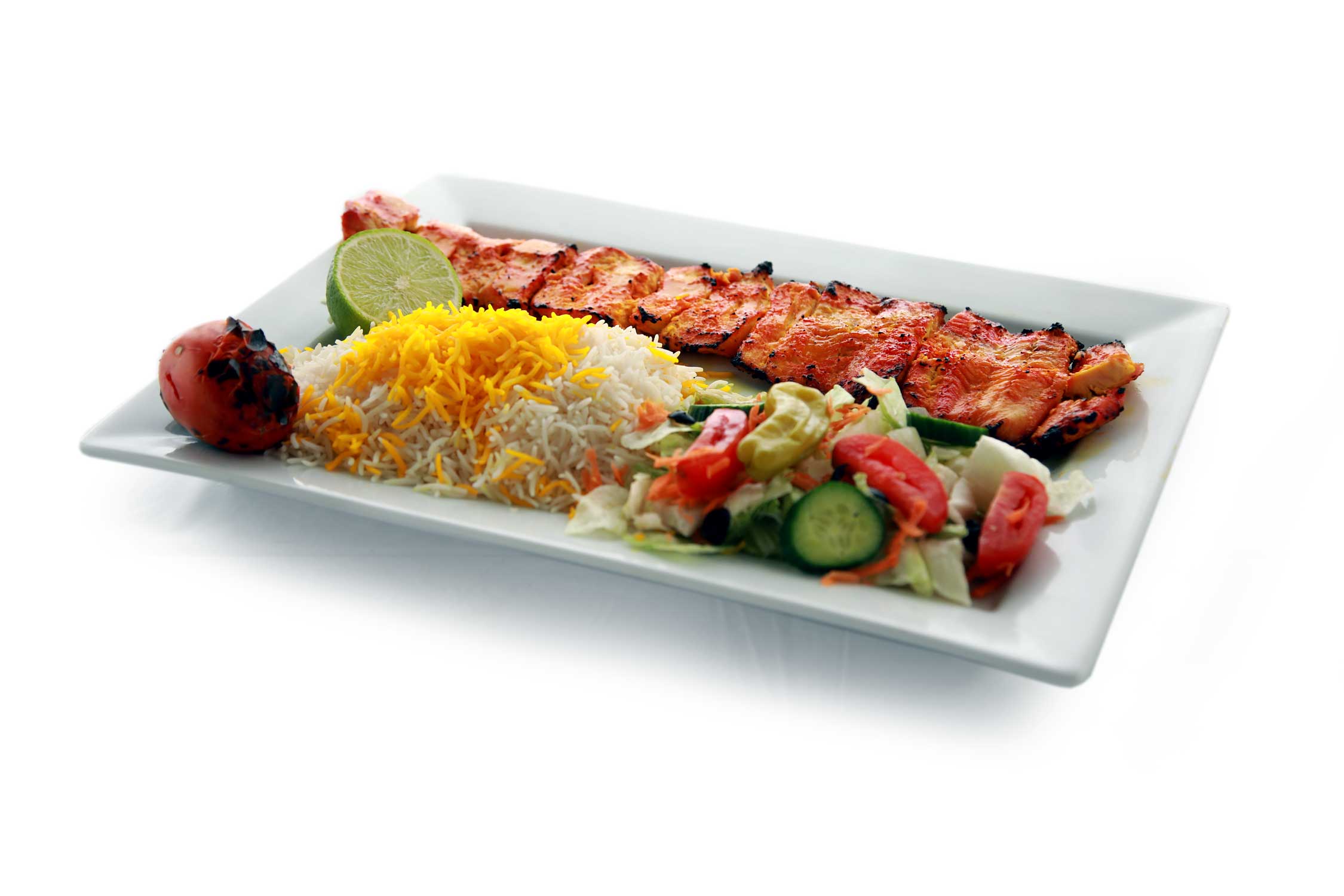 Order Chicken Barg Kabob food online from M Cafe & Grill store, Lake Forest on bringmethat.com