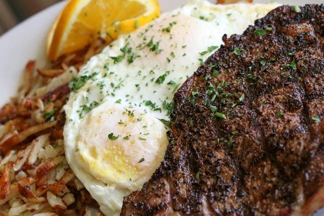 Order Rib Eye Steak with 3 Eggs food online from Masters Pancake House store, Chicago on bringmethat.com