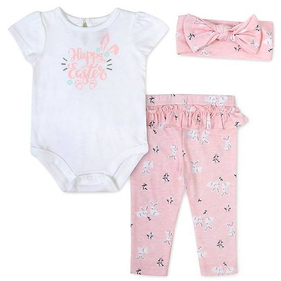 Order Willow & Wyatt Size 6M Easter Bunny Pant, Bodysuit, and Headband Set in White/Pink food online from Bed Bath & Beyond store, Lancaster on bringmethat.com