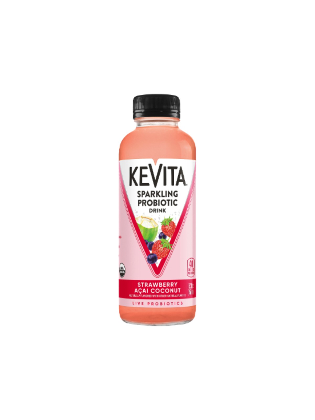 Order Kevita Organic Sparkling Probiotic Strawberry Acai Coconut Drink (15.2 oz) food online from Stock-Up Mart store, Minneapolis on bringmethat.com