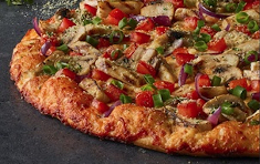 Order Chicken and Garlic Gourmet Pizza food online from Round Table Pizza store, San Jose on bringmethat.com