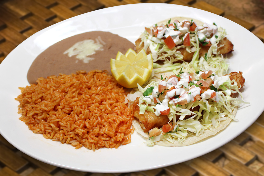 Order 2 Baja Tacos de Pescado food online from Taqueria San Miguel store, Cathedral City on bringmethat.com