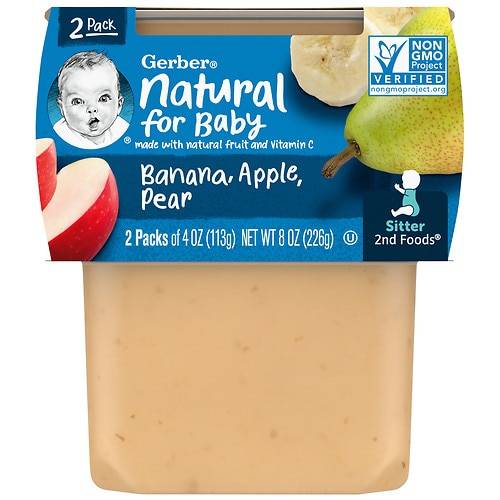 Order Gerber Baby Food Banana, Apple, Pear - 4.0 oz x 2 pack food online from Walgreens store, Detroit on bringmethat.com