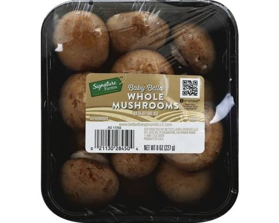 Order Signature Farms · Baby Bella Whole Mushrooms (8 oz) food online from Safeway store, Napa on bringmethat.com