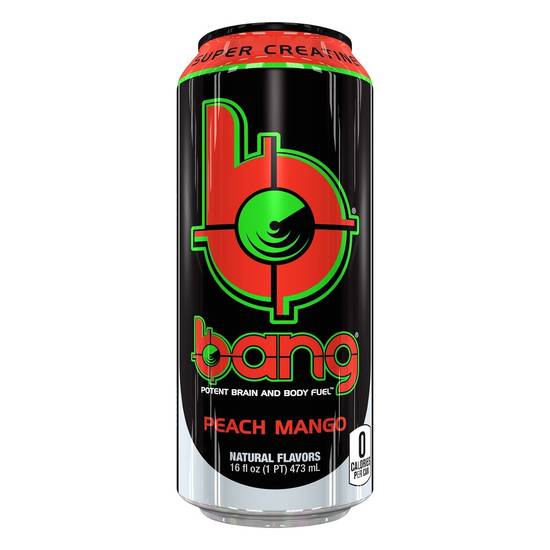 Order Bang · Super Creatine Peach Mango Energy Drink (16 fl oz) food online from Mesa Liquor store, Mesa on bringmethat.com