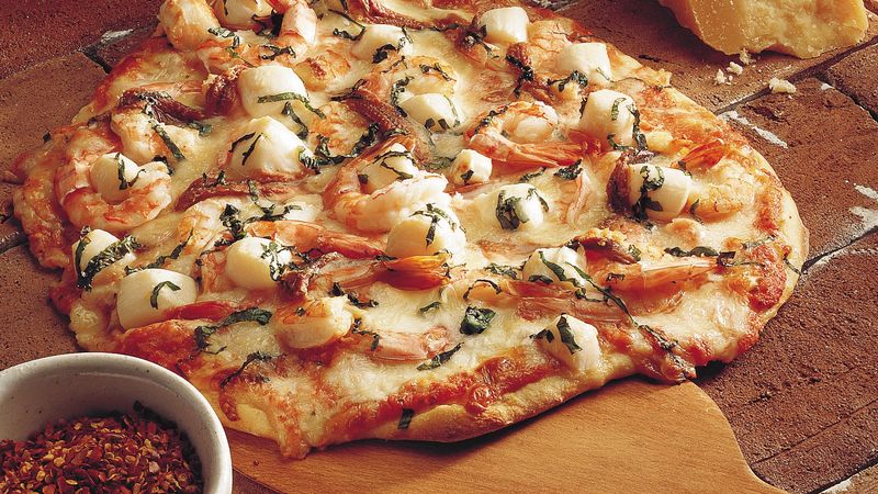 Order 12" Seafood Pizza food online from Aladin store, Fredericksburg on bringmethat.com