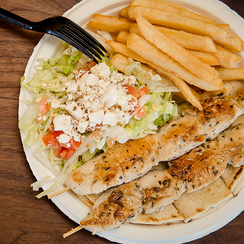 Order Double Chicken Kabob Platter food online from Ghassan Restaurant store, Greensboro on bringmethat.com
