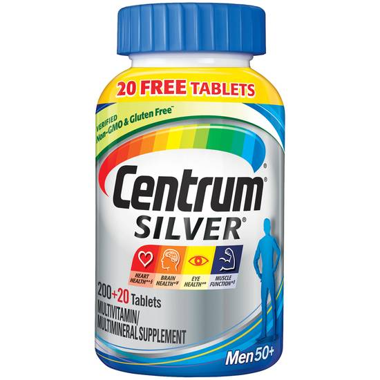 Order Centrum Silver Multivitamin and Multimineral Supplement Tablets for Men 50 Plus with Zinc (200 ct) food online from Rite Aid store, Palm Desert on bringmethat.com
