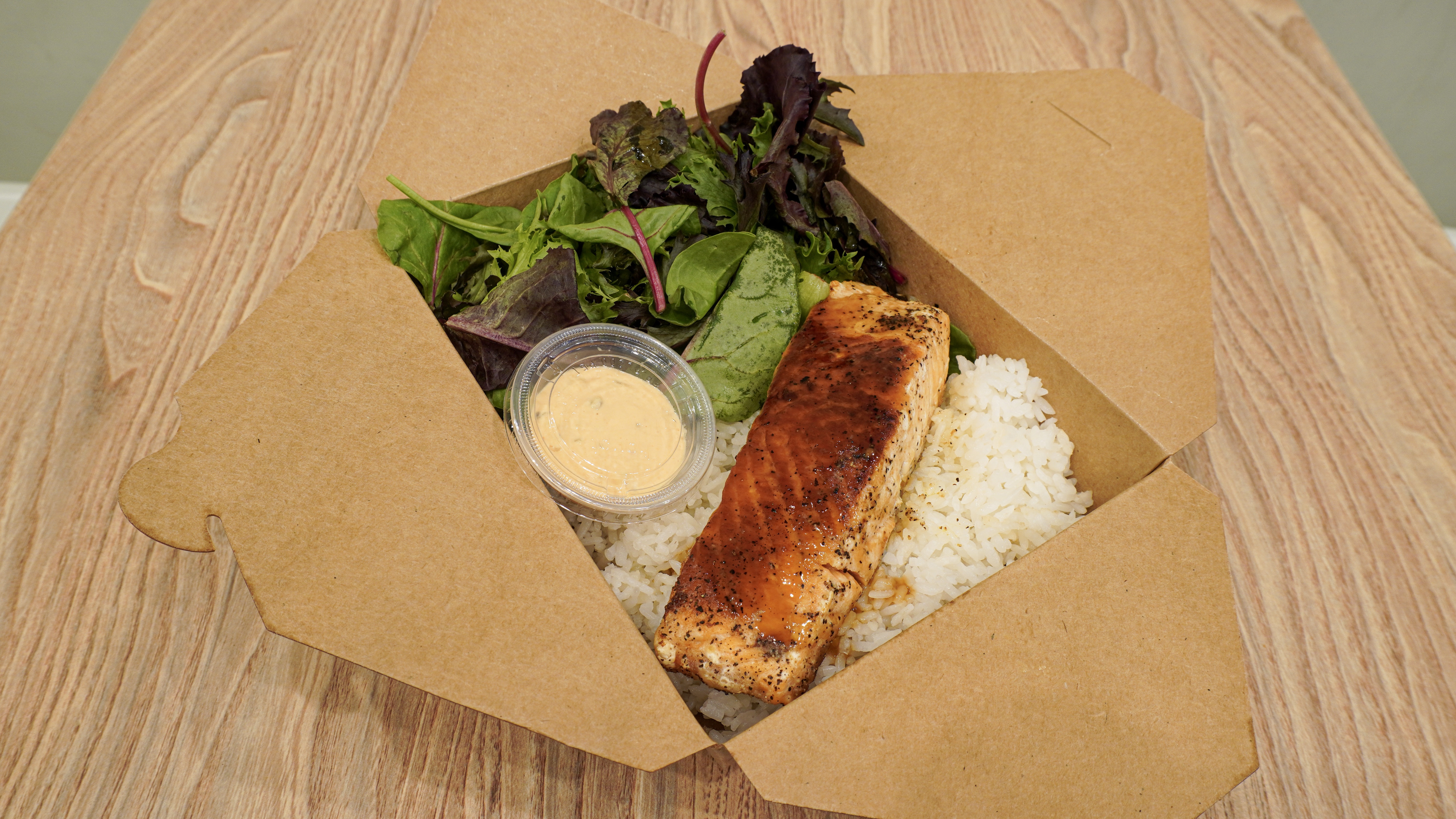 Order Grilled Salmon Rice Bowl food online from Rare Tea store, Oakland on bringmethat.com