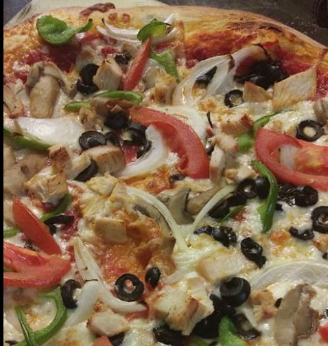 Order Chicken Veggie Pizza food online from Jerusalem Pizza & Grill store, Columbus on bringmethat.com