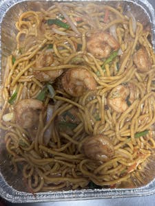 Order Shrimp Lo Mein Tray 虾捞面 food online from Moon Wok store, Lenexa on bringmethat.com
