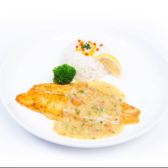Order Fish Fillet w Green Curry food online from Fadi's Mediterranean Grill store, Houston on bringmethat.com