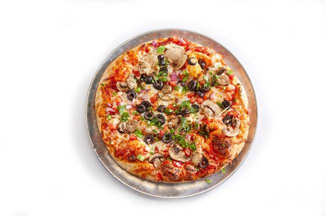 Order PIZZA - VEGGIE LOVERS (V) food online from Bombay Pizza Kitchen store, Eden Prairie on bringmethat.com