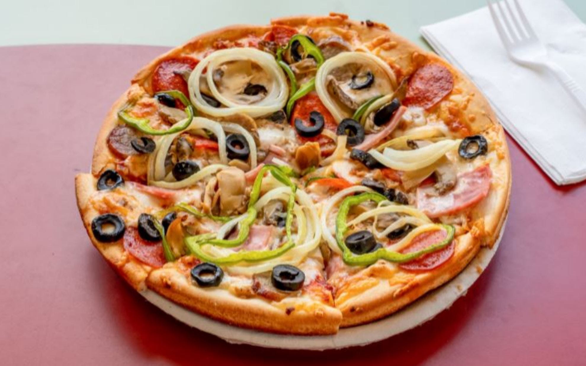Order Special Pizza - 10" food online from Singas Pizza store, Hicksville on bringmethat.com