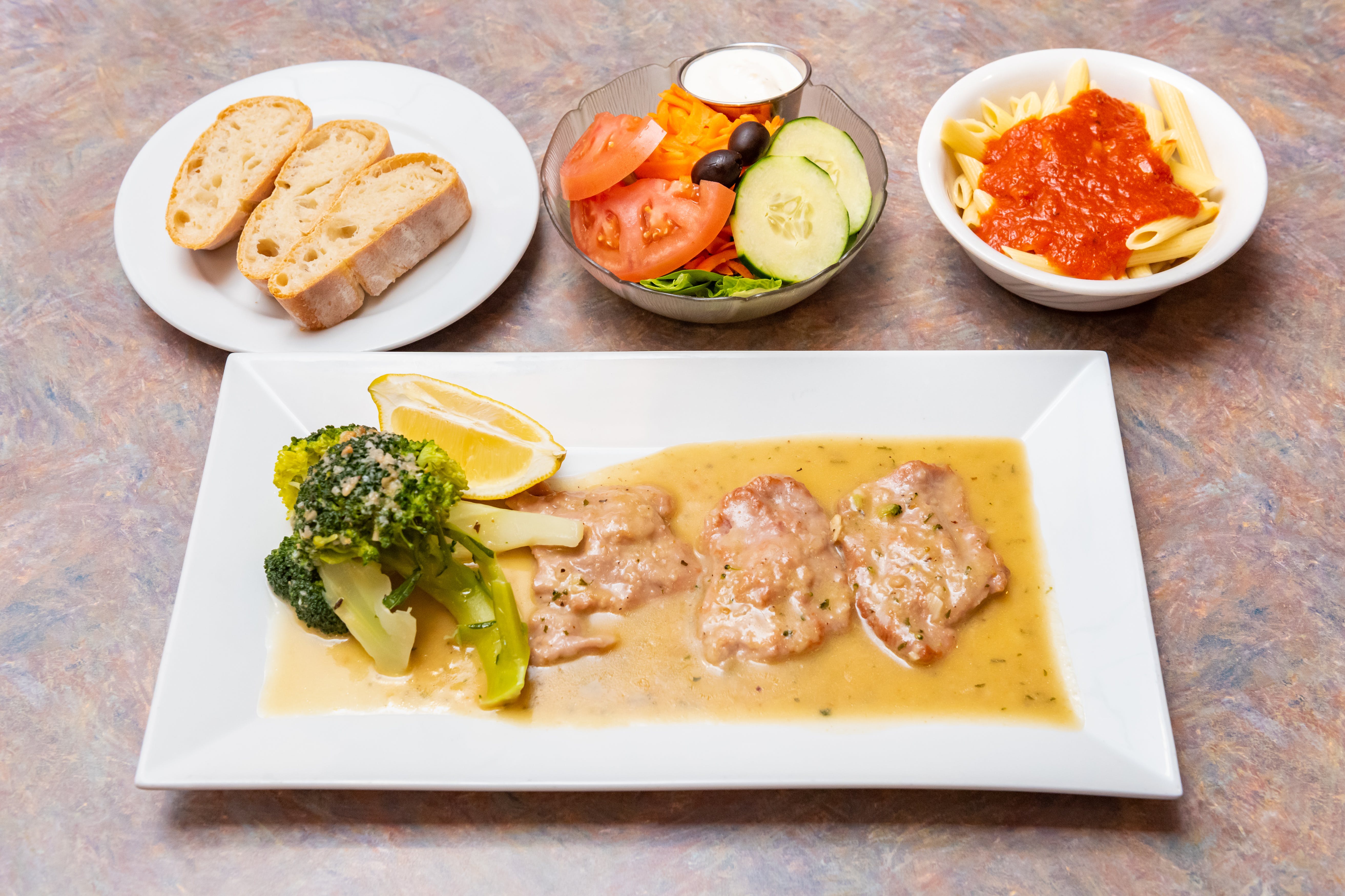Order Veal Piccata - Entree food online from Anthony Restaurant store, Torrington on bringmethat.com