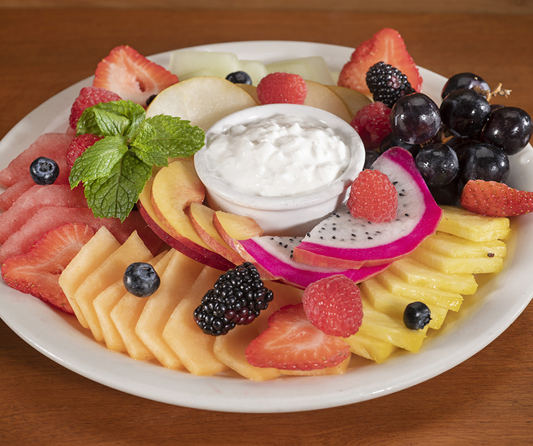 Order Fresh Fruit Plate with Yogurt or Cottage Cheese food online from Urth Caffe store, Hawthorne on bringmethat.com
