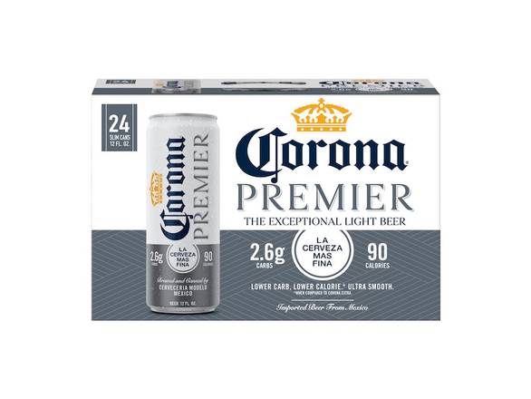Order Corona Premier Mexican Lager Light Beer - 12x 12oz Cans food online from Bin Bucks Liquor store, Costa Mesa on bringmethat.com