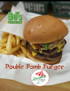 Order Double Bomb Burger food online from 3 J Fourway store, Natchitoches on bringmethat.com