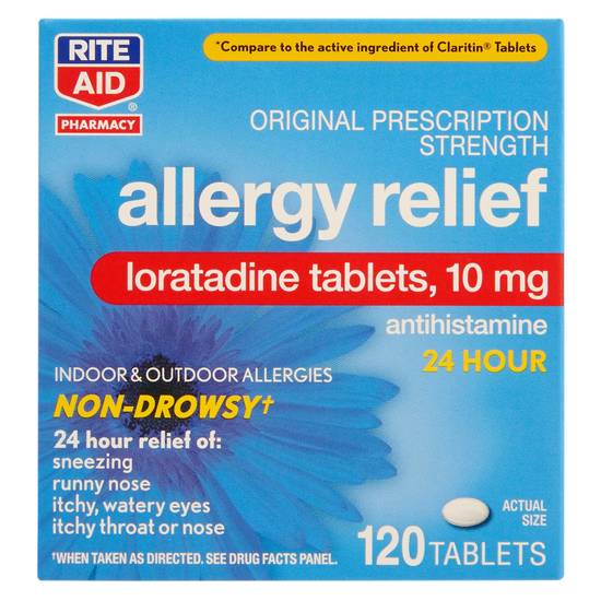 Order Rite Aid Loratadine Tablets 10 mg (120 ct) food online from Rite Aid store, Oxford on bringmethat.com