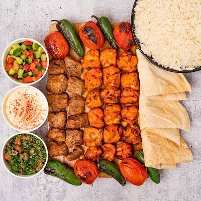 Order #25 Family Meal Pack - 3 Skewers of Chicken Kabob and 2 Beef Shish Kabob food online from Massis Kabob store, Sherman Oaks on bringmethat.com