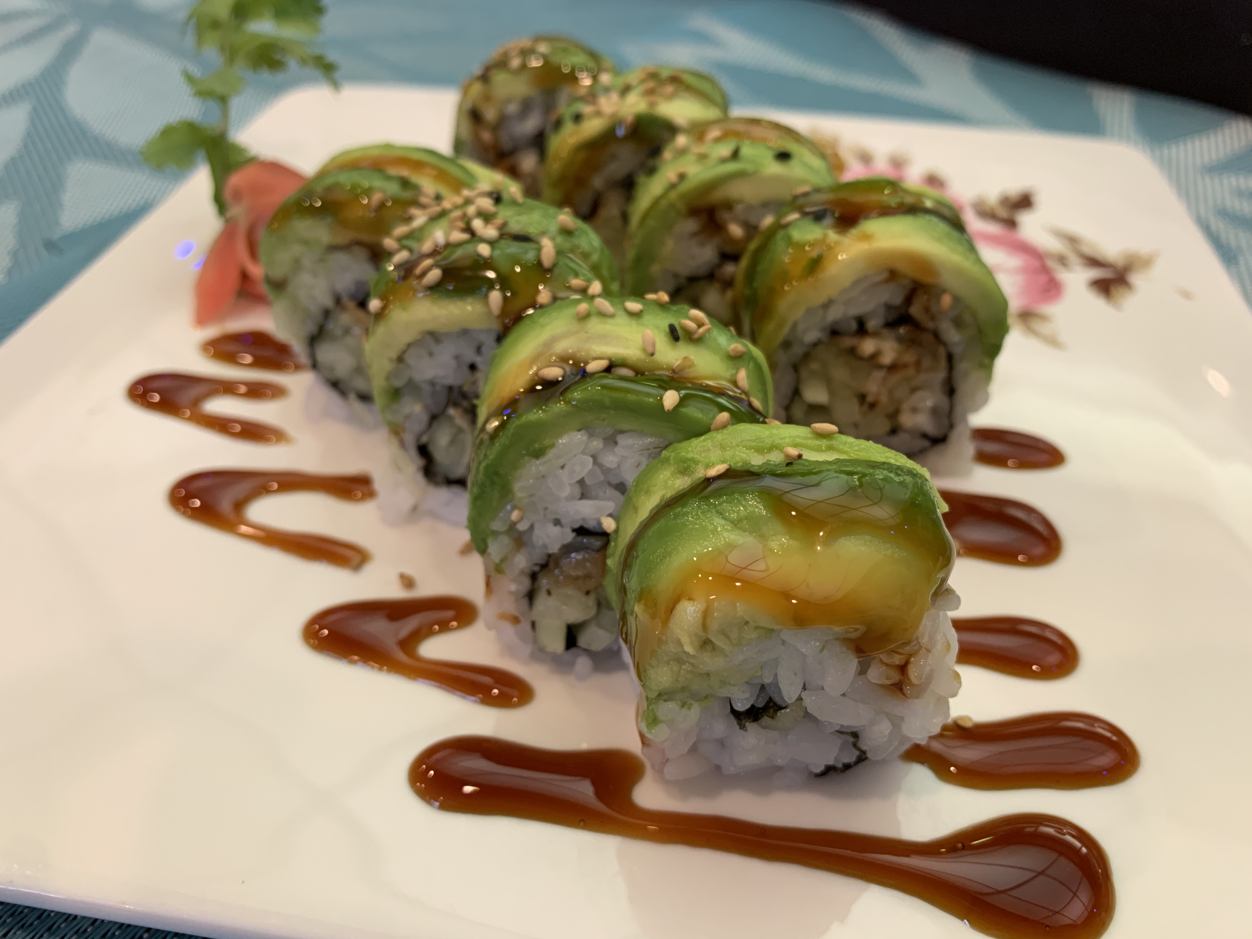 Order Dragon Roll food online from Asahi Japanese And Chinese Cuisine store, Yorktown on bringmethat.com