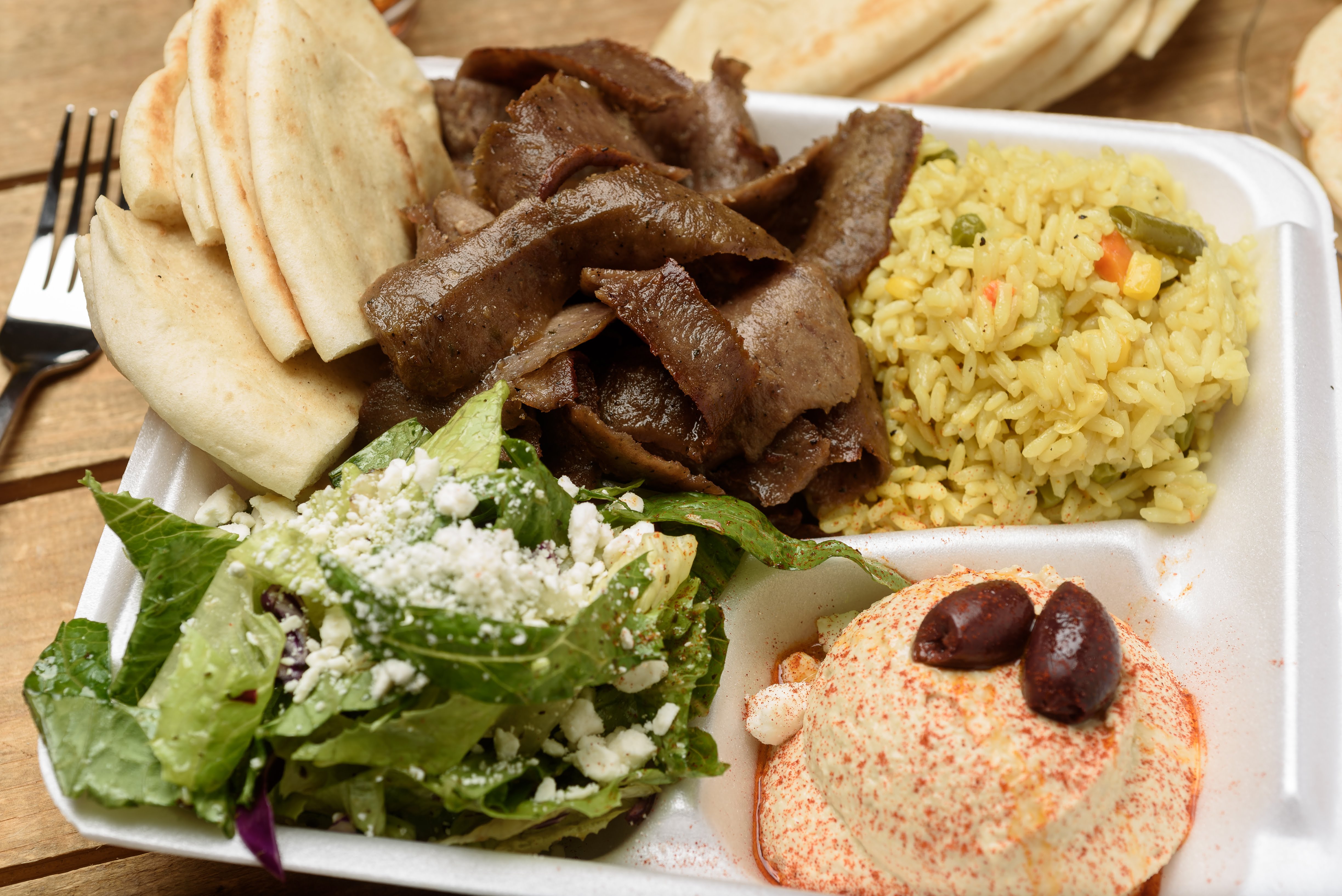 Order Beef & Lamb Gyro Plate food online from Zorbas store, Youngsville on bringmethat.com