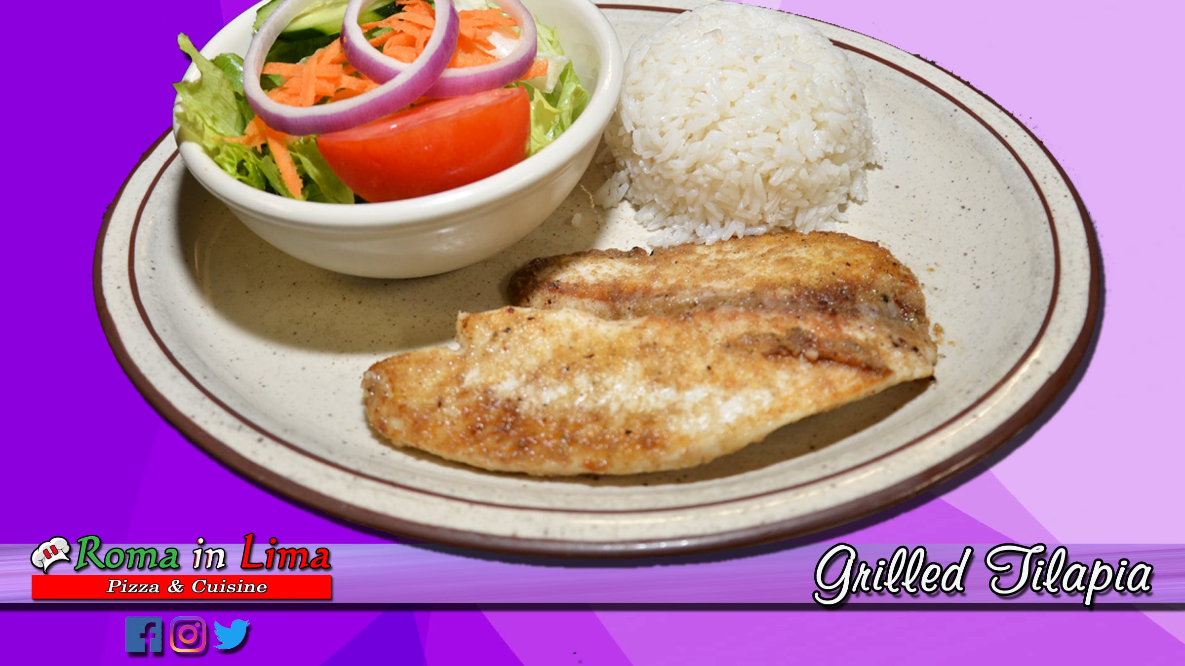 Order Grilled Tilapia - Entree food online from Roma In Lima Pizza & Cuisine store, Immokalee on bringmethat.com