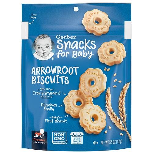 Order Gerber Snacks Arrowroot Biscuits - 5.5 oz food online from Walgreens store, Waterbury on bringmethat.com