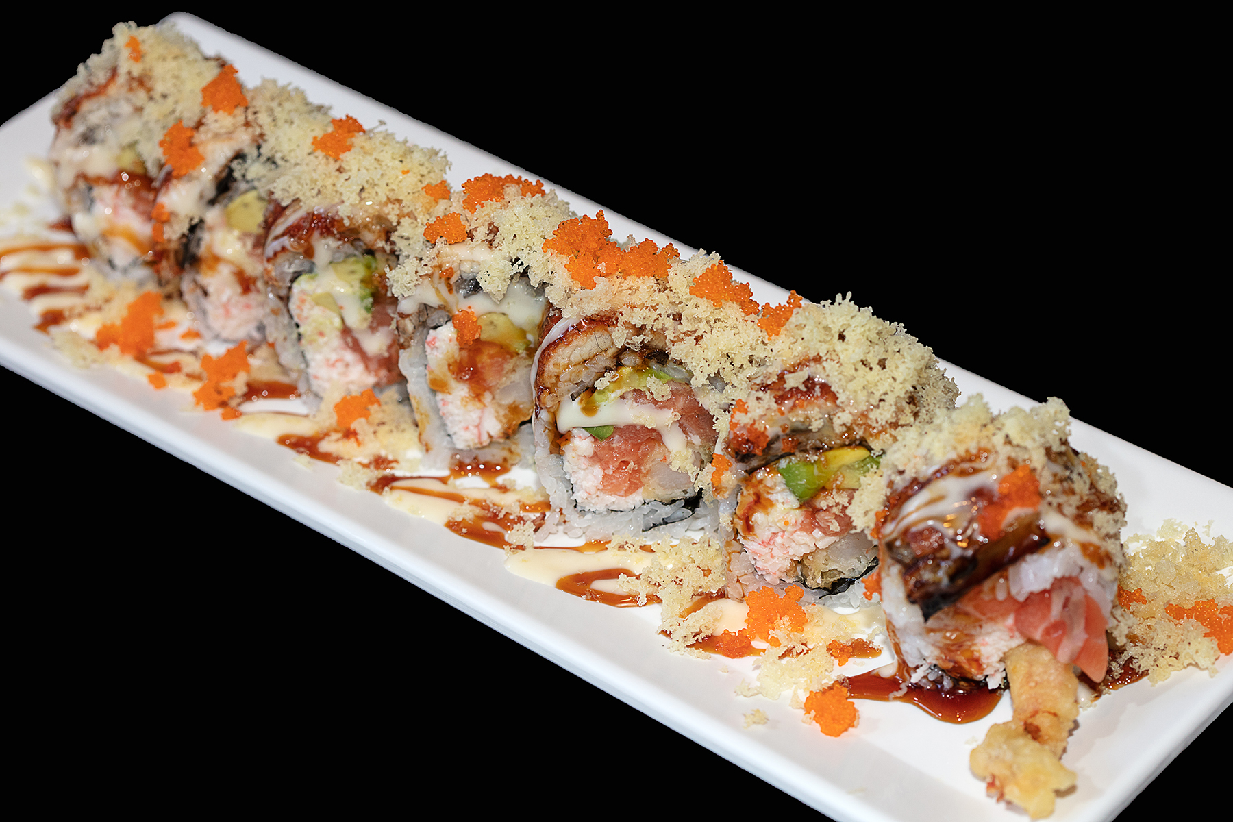 Order 8 Pieces Hungry Roll (L) food online from Oki Doki Sushi store, Hermosa Beach on bringmethat.com